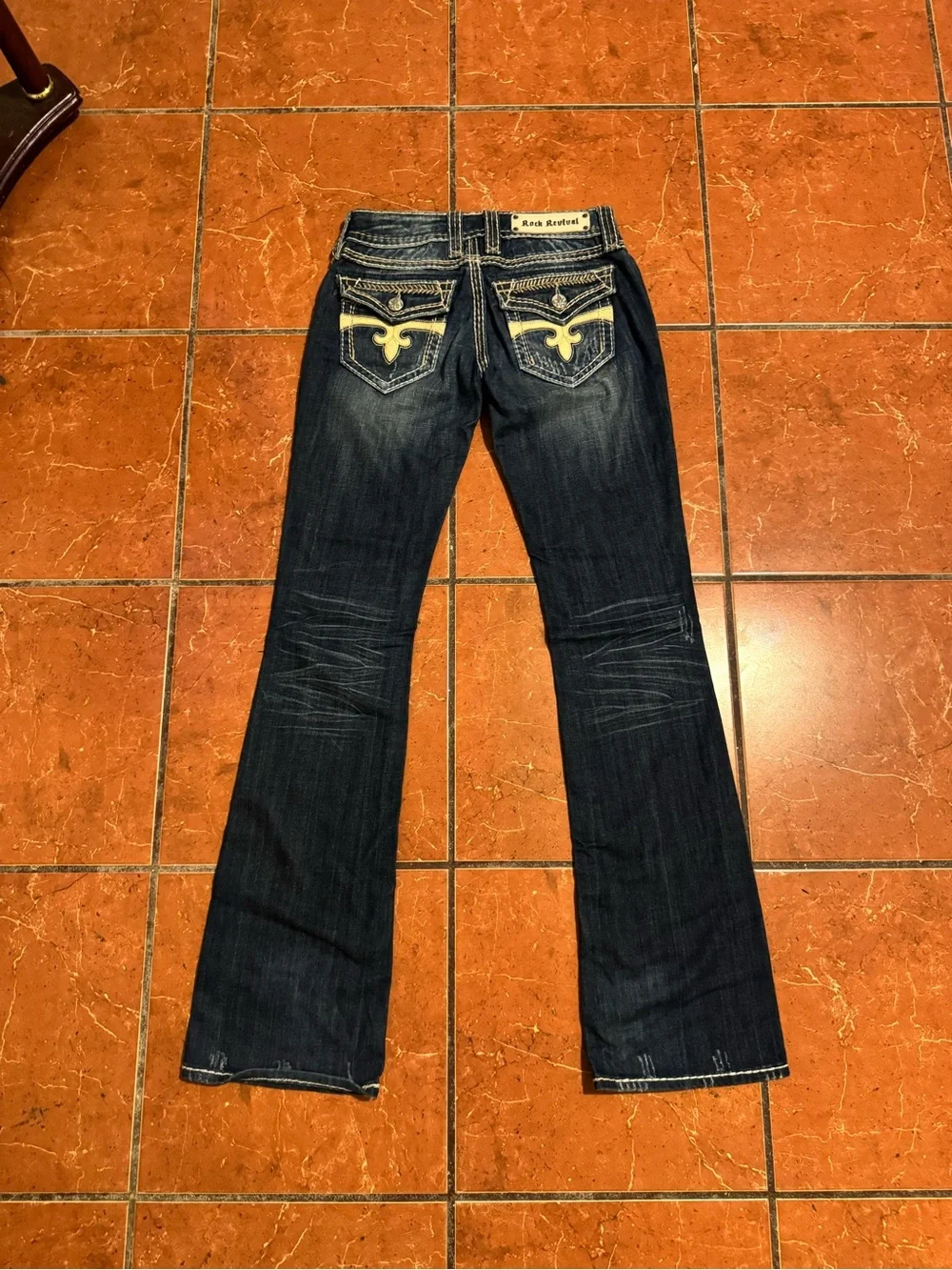 Rock Revival Women’s Bootcut Jeans Size 25 Dark Wash Embroidered Y2K
